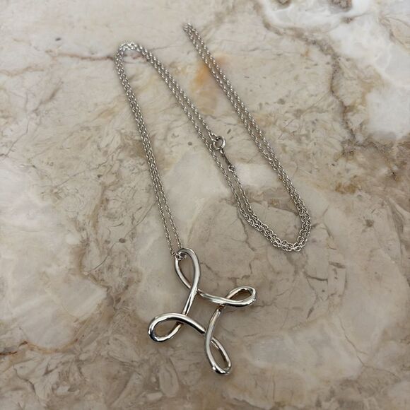 Tiffany & Co. Elsa Peretti Extra Large Infinity Cross 28” Chain Rare - Picture 3 of 12